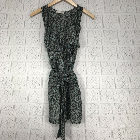 Hinge 100% Silk Sleeveless Wrap Floral Romper - Picture 2 of 5